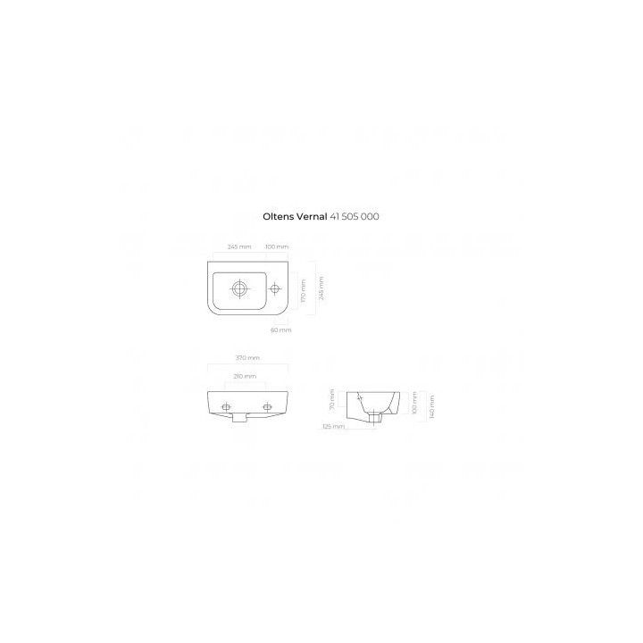 Oltens Vernal umywalka 37x24,5 cm cm wisząca prawa z powłoką SmartClean - biała