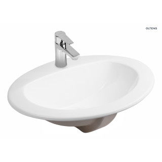 Oltens Kjos umywalka 52x43 cm wpuszczana w blat owalna z powłoką SmartClean - biała