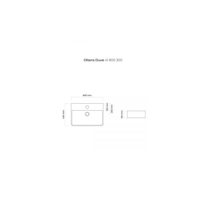 Oltens Duve umywalka 60x42 cm nablatowa prostokątna z powłoką SmartClean - czarny mat 