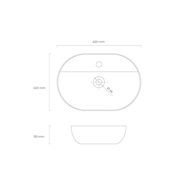 Oltens Hamnes Thin umywalka nablatowa z otworem na baterię owalna 62 x 42 cm biała  z powłoką Oltens SmartClean