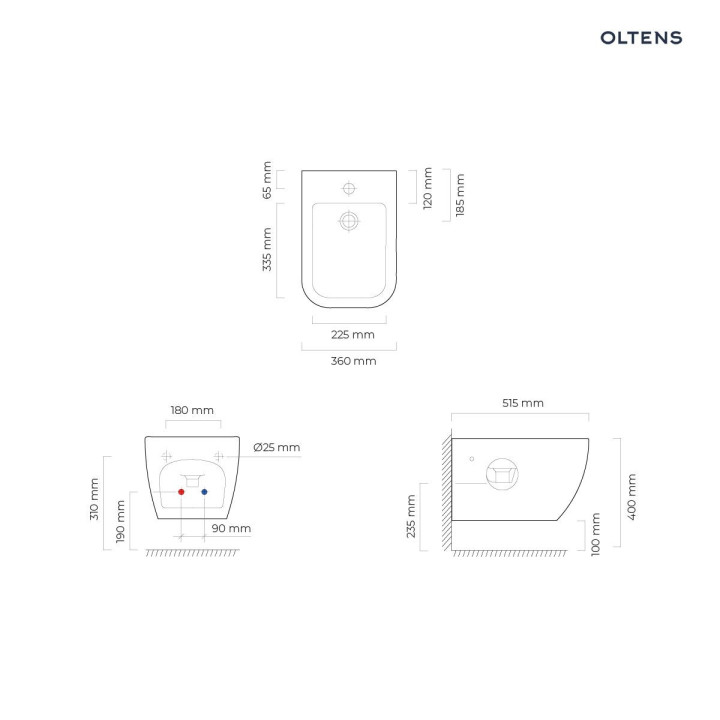 Oltens Vernal bidet wiszący - biały 