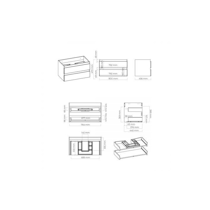 Oltens Vernal szafka 80 cm podumywalkowa wisząca - grafit