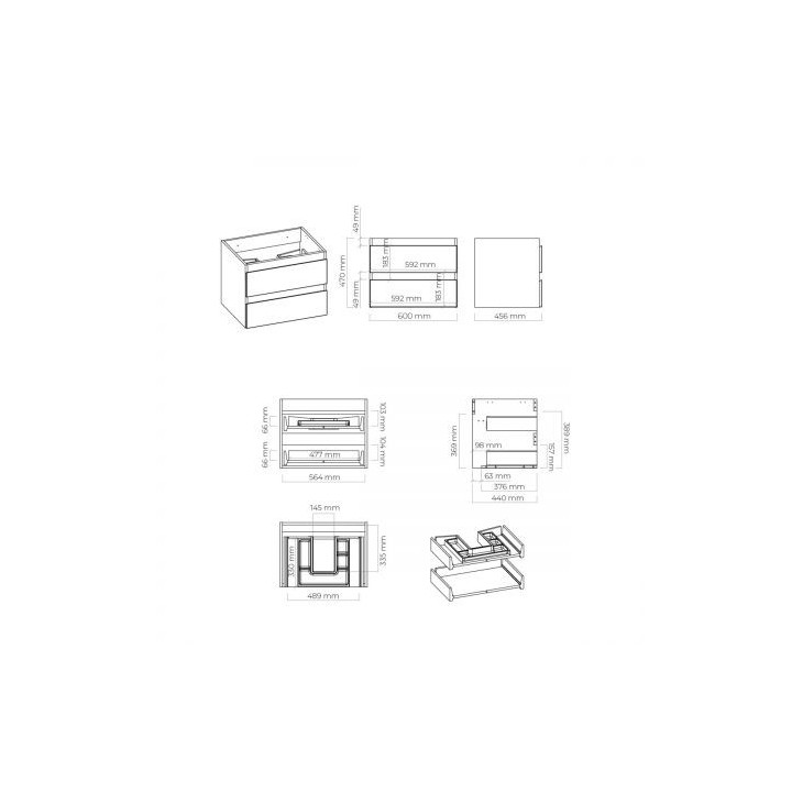 Oltens Vernal szafka 60 cm podumywalkowa wisząca grafit z blatem