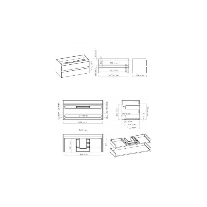 Oltens Vernal szafka 100 cm podumywalkowa wisząca szary mat z blatem