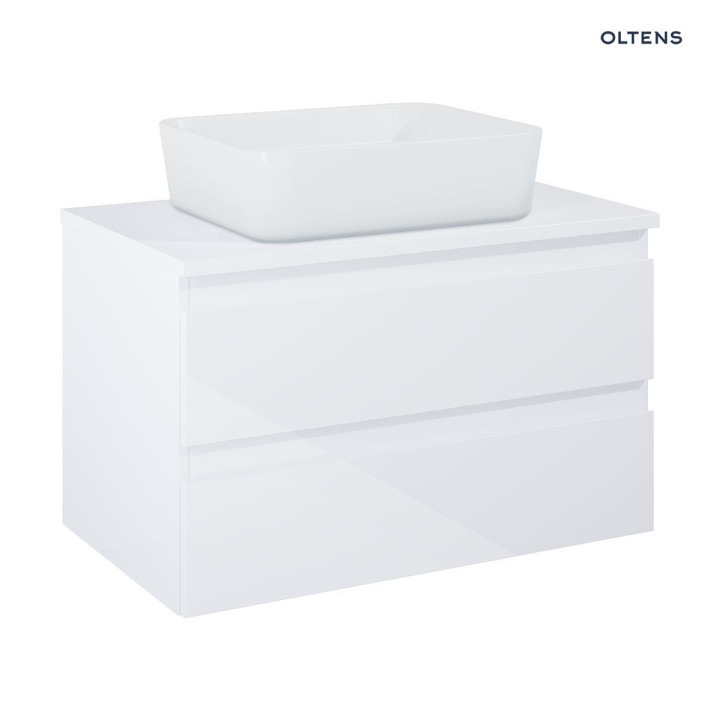 Oltens Vernal szafka 80 cm podumywalkowa wisząca biały połysk z blatem