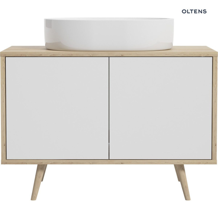 Oltens Hedvig szafka 95 cm podumywalkowa wisząca biały połysk/dąb nova 