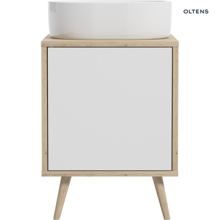 Oltens Hedvig szafka 50 cm podumywalkowa wisząca biały połysk/dąb nova 