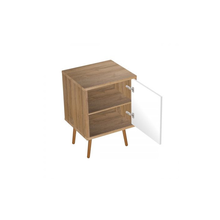 Oltens Hedvig szafka 50 cm podumywalkowa wisząca biały połysk/dąb natural z półką