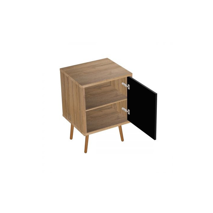 Oltens Hedvig szafka 50 cm podumywalkowa wisząca czarny mat/dąb natural z półką