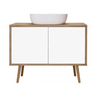 Oltens Hedvig szafka 95 cm podumywalkowa wisząca biały połysk/dąb natural z półką