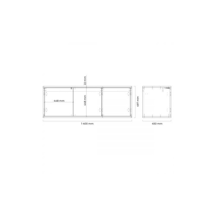 Oltens Hedvig szafka 140 cm podumywalkowa wisząca czarny mat/dąb natural z półką