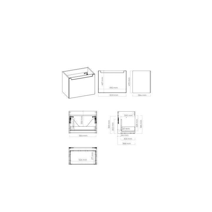 Oltens Jog umywalka z szafką 60 cm - biała 