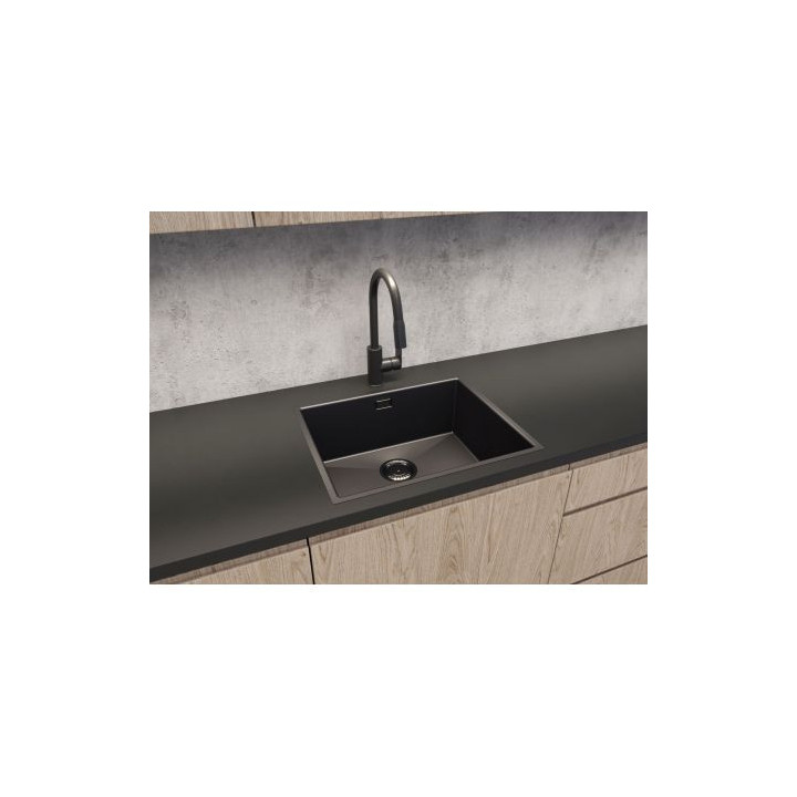 Oltens Stalvask zlew stalowy 1 komorowy 54x44 cm stal szlachetna - czarny