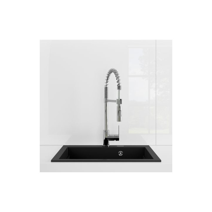 Oltens Gravan zlewozmywak granitowy 1 komorowy  57x51,5 cm - czarny