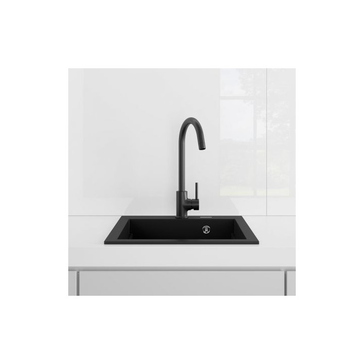 Oltens Gravan zlewozmywak granitowy 1 komorowy 47x51,5 cm - czarny 