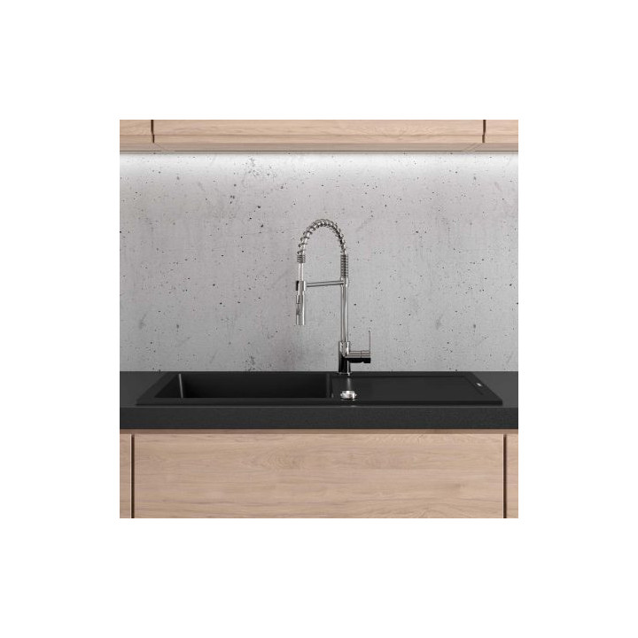 Oltens Gravan zlewozmywak granitowy 1 komorowy z  ociekaczem 100x50cm - czarny 