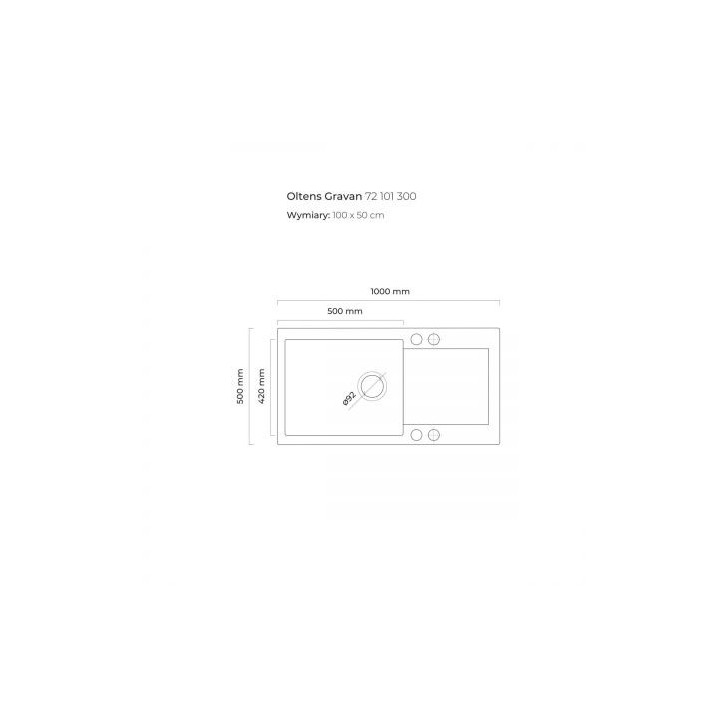 Oltens Gravan zlewozmywak granitowy 1 komorowy z  ociekaczem 100x50cm - czarny 