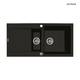 Oltens Gravan zlewozmywak granitowy 1,5-komorowy  z ociekaczem 100x50 cm - czarny mat