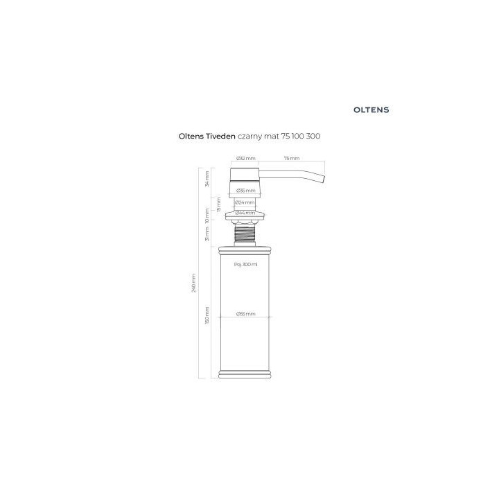 Oltens Tiveden dozownik do płynu - czarny mat