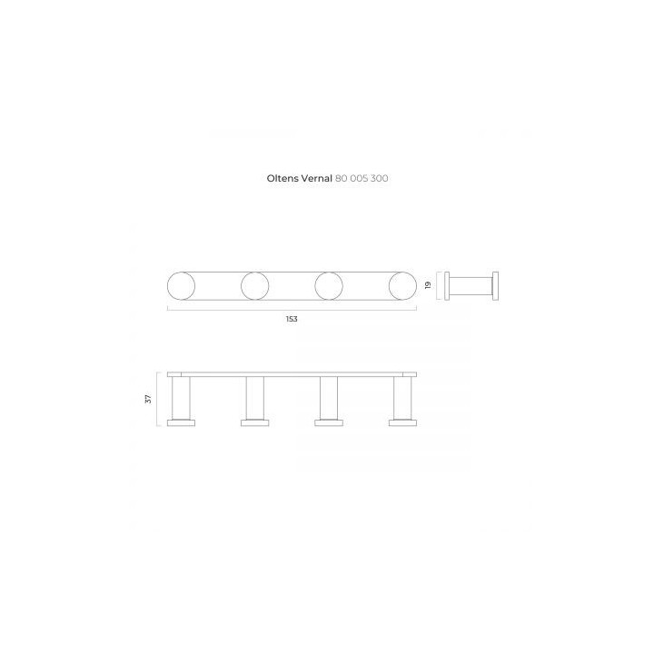Oltens Vernal haczyk na ręcznik poczwórny - czarny mat 