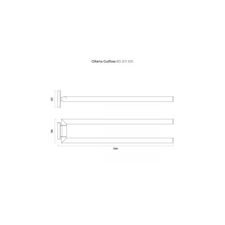 Oltens Gulfoss wieszak na ręcznik 40 cm dwuramienny - chrom