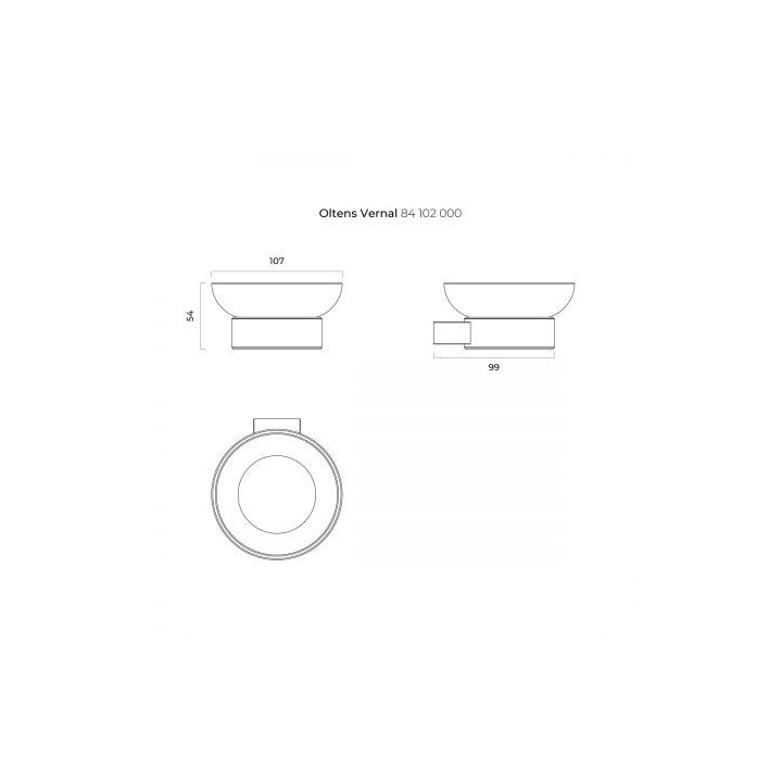 Oltens Vernal mydelniczka z uchwytem - biała ceramika/chrom