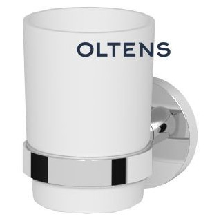 Oltens Gulfoss szklanka z uchwytem - biała ceramika/chrom