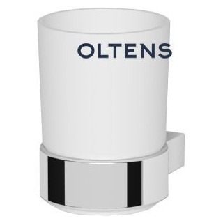 Oltens Vernal szklanka z uchwytem - biała ceramika/chrom