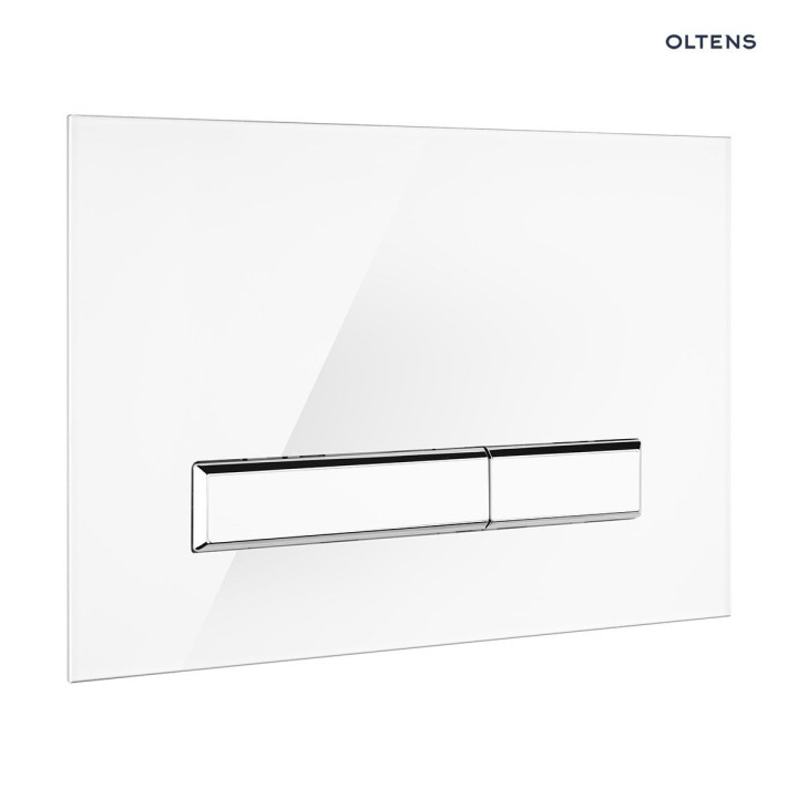 Oltens Torne przycisk spłukujący do WC szklany - biały/chrom/biały