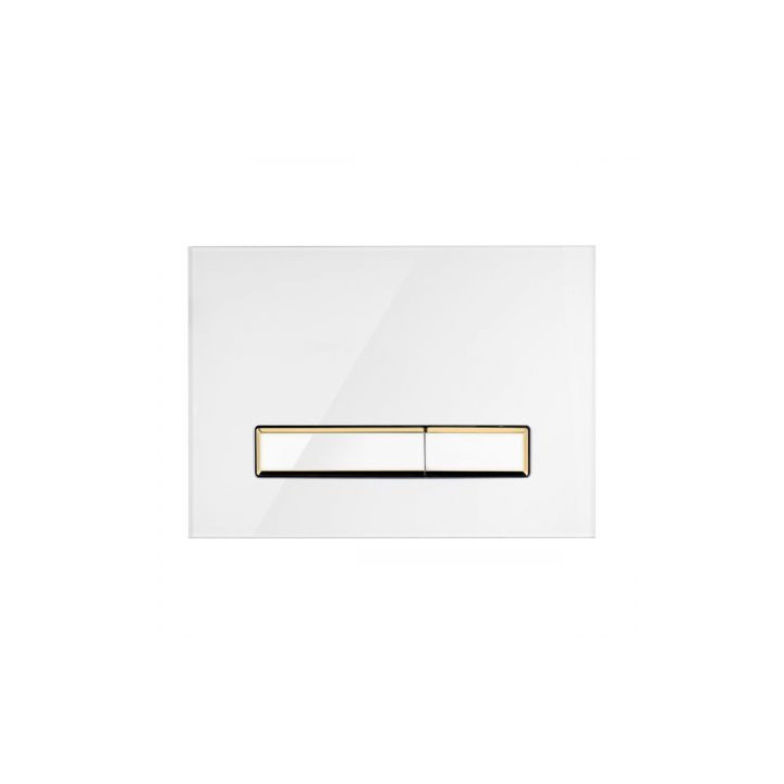 Oltens Torne przycisk spłukujący szklany do WC - biały/złoty mat