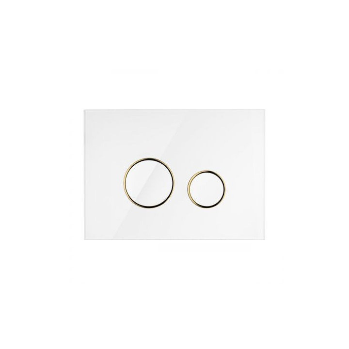 Oltens Lule przycisk spłukujący szklany do WC - biały/złoty mat