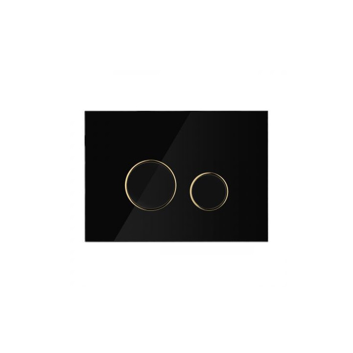 Oltens Lule przycisk spłukujący szklany do WC - czarny/złoty mat