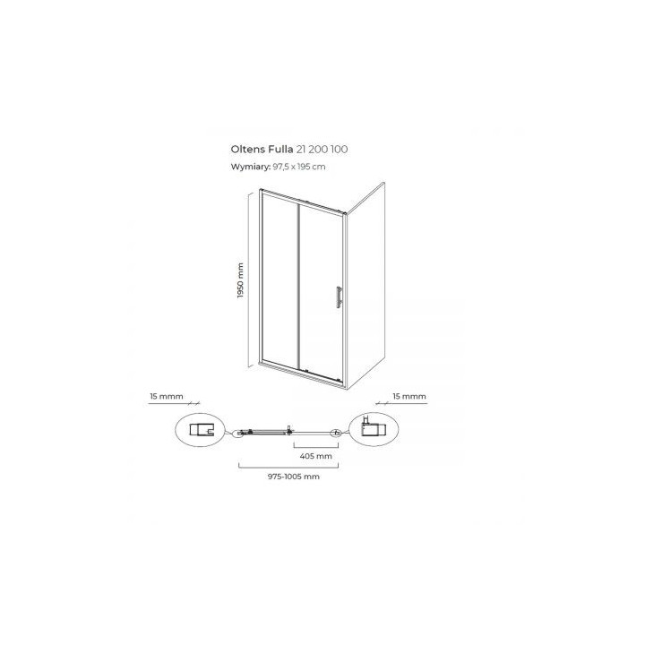 Oltens Fulla kabina prostokątna 80x100 cm drzwi przesuwne 