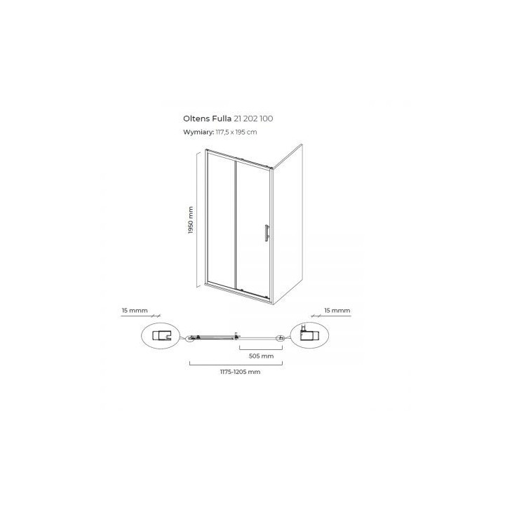 Oltens Fulla kabina prostokątna 80x120 cm drzwi przesuwne