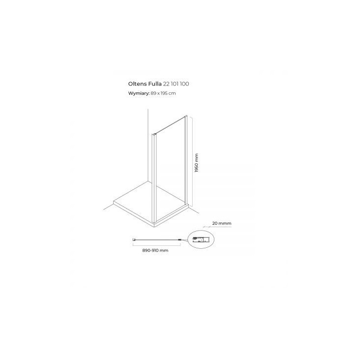 Oltens Fulla kabina prostokątna 90x100 cm drzwi przesuwne 