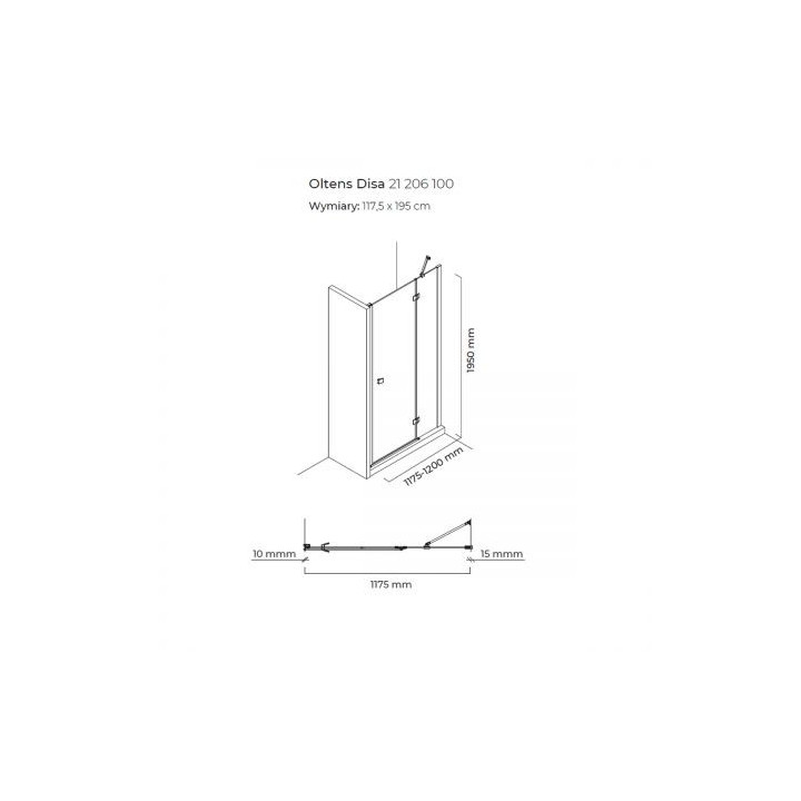 Oltens Disa drzwi prysznicowe 120 cm wnękowe