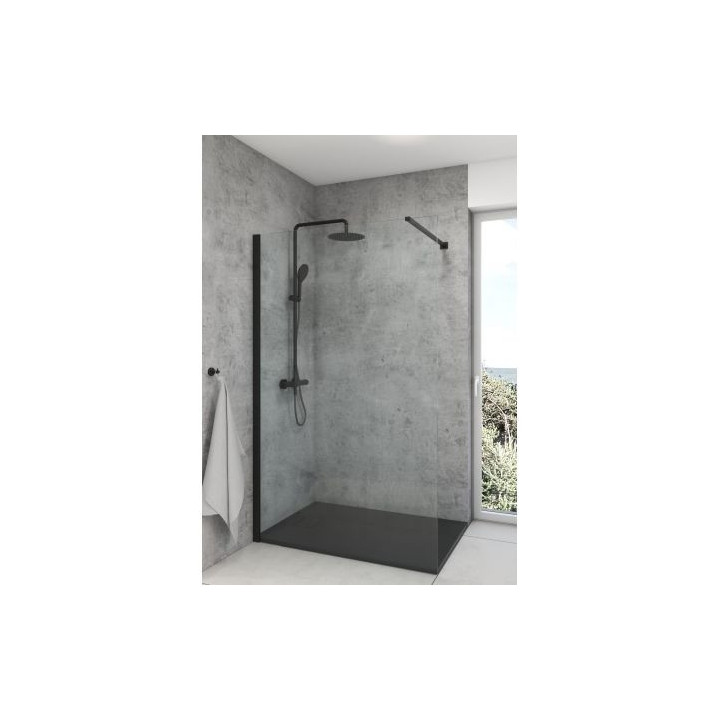 Oltens Bo ścianka prysznicowa Walk-In 90 cm profil czarny mat