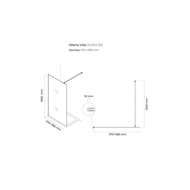 Oltens Vida ścianka prysznicowa Walk-in 120 cm