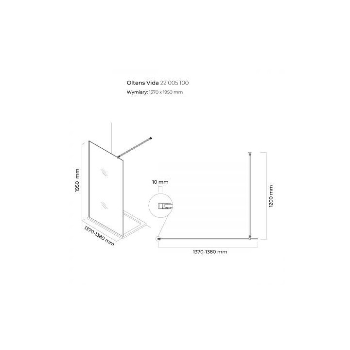 Oltens Vida ścianka prysznicowa Walk-in 140 cm