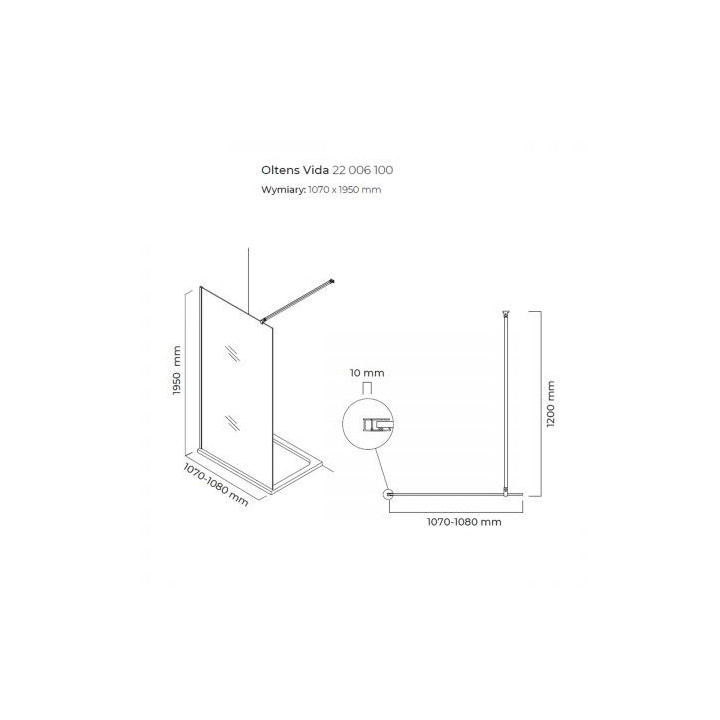Oltens Vida ścianka prysznicowa Walk-in 110 cm