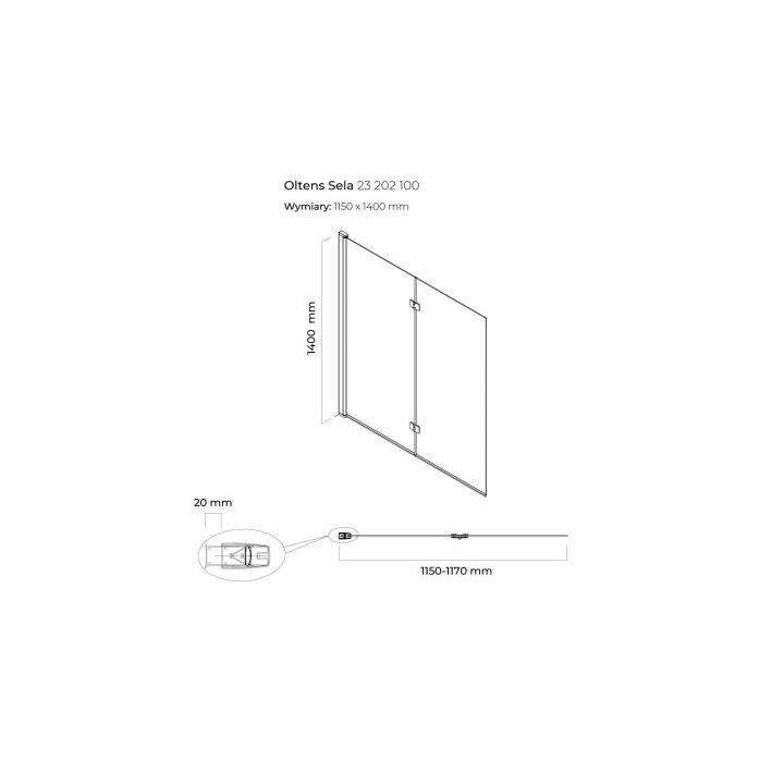 Oltens Sela parawan nawannowy 115x140 cm 2-częściowy
