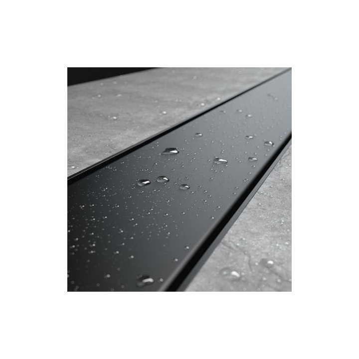 Oltens Langan 80 odpływ prysznicowy liniowy 80 cm z kołnierzem z rusztem odwracalnym czarny mat 