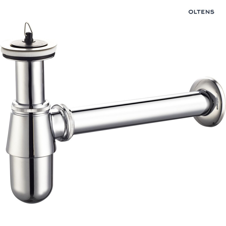 Oltens Molde syfon umywalkowy mosiężny butelkowy z korkiem chrom 