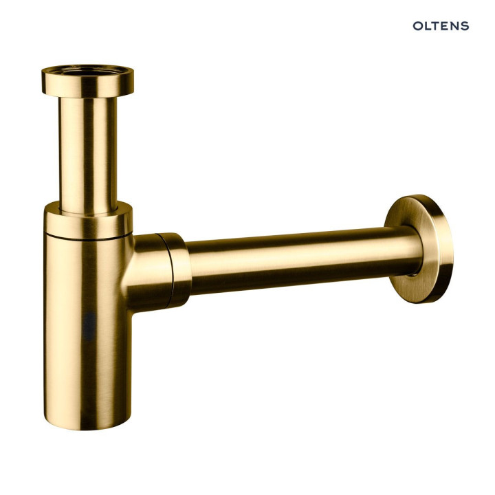 Oltens Hervik syfon umywalkowy mosiężny okrągły - złoto szczotkowane