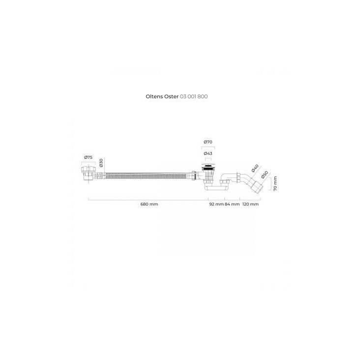 Oltens Oster syfon wannowy automatyczny z pokrętłem - złoty