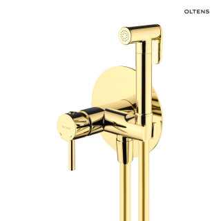 Oltens Molle bateria bidetowa podtynkowa ze słuchawką prysznicową - złoty połysk