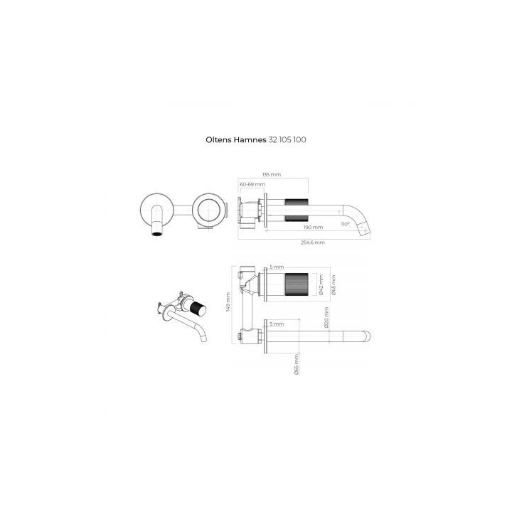 Oltens Hamnes bateria umywalkowa podtynkowa kompletna - chrom