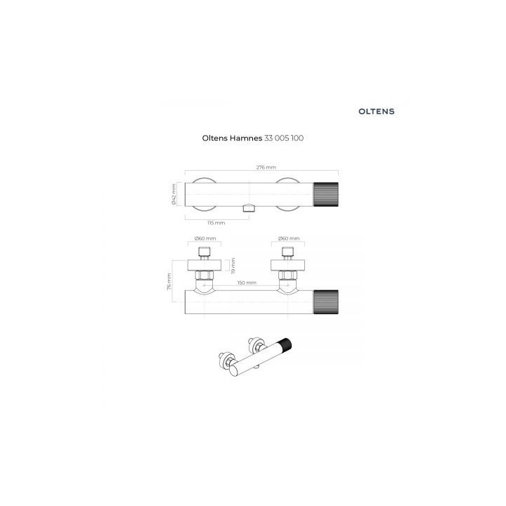 Oltens Hamnes bateria prysznicowa ścienna - chrom