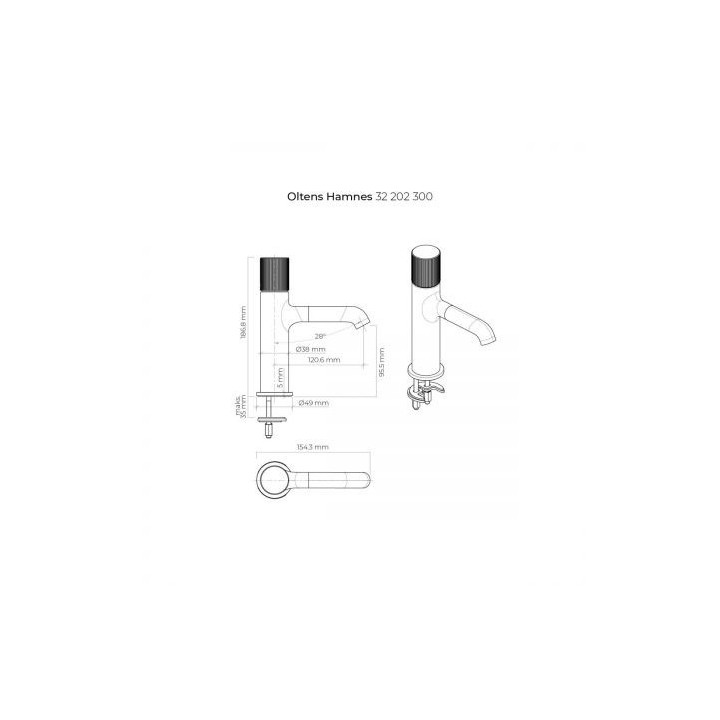 Oltens Hamnes bateria umywalkowa stojąca - czarny mat