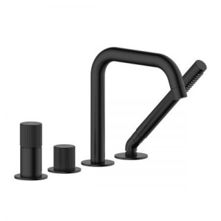 Oltens Hamnes bateria wannowo-prysznicowa 4 otworowa kompletna - czarny mat 